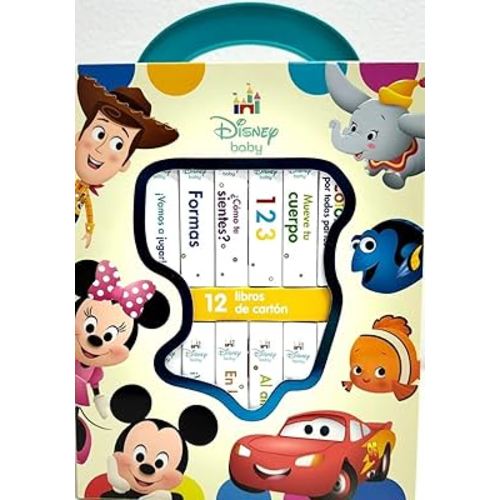 Disney Baby: Mi Primera Biblioteca - 12 Libros De Carton - Incluye personajes de Mickey Mouse, Toy Story, Bambi, Los Increíbles y Mas! - PI Kids (Spanish Edition)