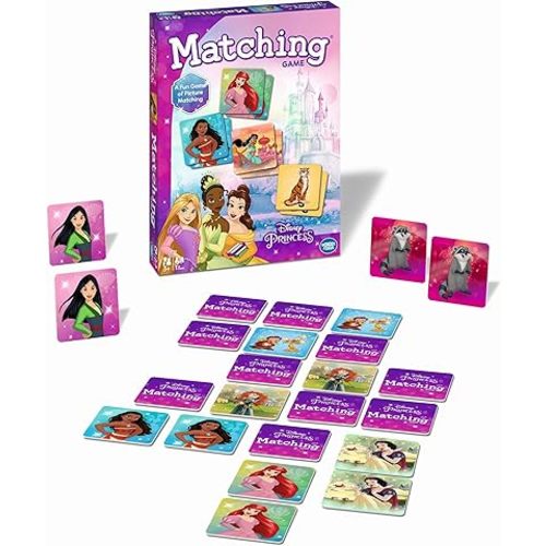 Wonder Forge Disney Princess Matching Game – Fun Memory Game for Kids Ages 3 and Up – Toddler Learning Toy Featuring Belle, Ariel, and Elsa and more Disney Princesses - Packaging May Vary