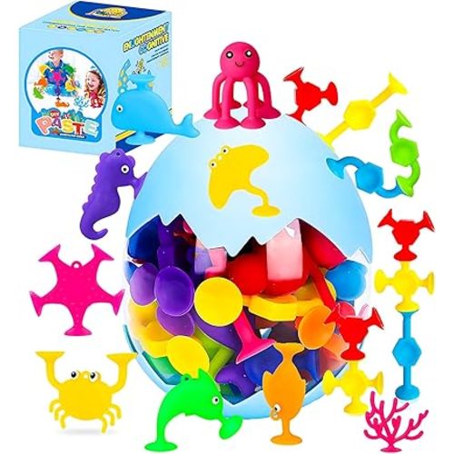 Bath Toys - 27 PCS Suction Cup Toys Bathtub Toys Shower Toys for Kids Ages 4-8,Sensory Toys for 3 4 5 6 7 Year Old Boys Girls,Mold Free Bath Toys Travel Toys Window Toys Silicone Sucker Toys
