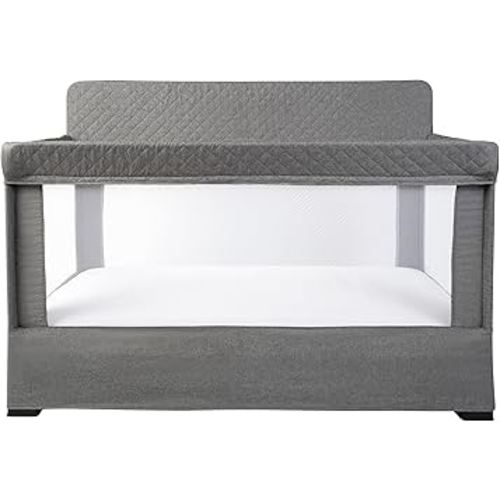 Baby Delight Lunaire Full Size Crib | Breathable Mesh Baby Crib | Tool-Free Assembly Baby Bed | Charcoal Tweed