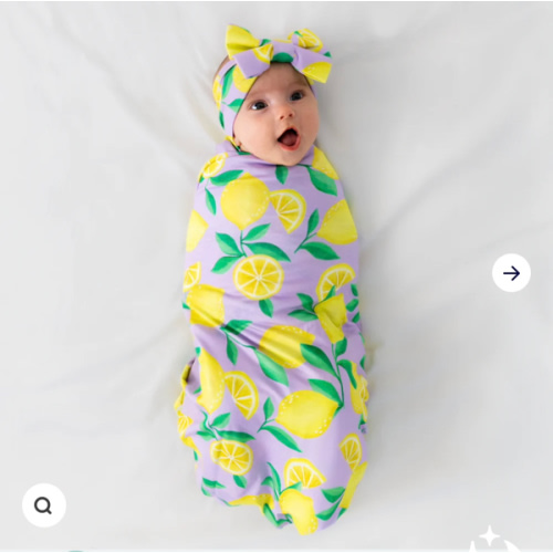 Lavender Sunny Citrus Swaddle & Luxe Bow Headband Set – Little Sleepies