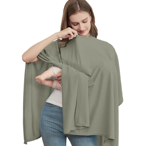 Zdolmy Cooling Knit Nursing Cover for Baby Breastfeeding, Cozy Swaddle, Breathable and Soft, 360° Full Privacy Breastfeeding Coverage, Baby Shower Gifts for Boy&Girl (Roman Green)