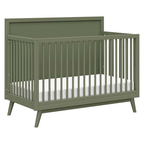 Babyletto Palma Mid-Century 4-in-1 Convertible Crib with Conversion Kit - Olive Green