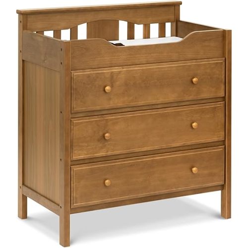 Davinci Jayden 3-Drawer Changer Dresser, GREENGUARD Certified, Chestnut | Baby Dresser w/ Changing Table Combo - Includes 3 Spacious Smooth-Glide Drawers - TSCA compliant & Easy to Assemble