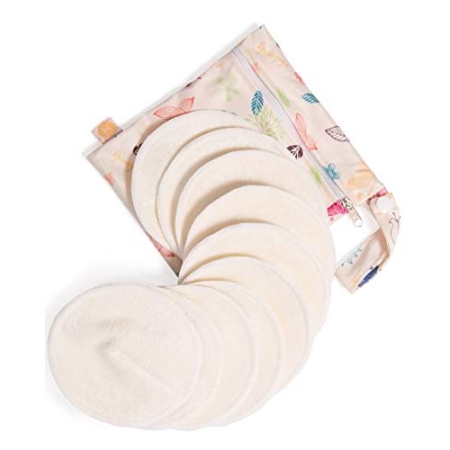 Kindred Bravely Organic Reusable Nursing Pads 10 Pack | Washable Breast Pads for Breastfeeding, Leaking with Carry Bag