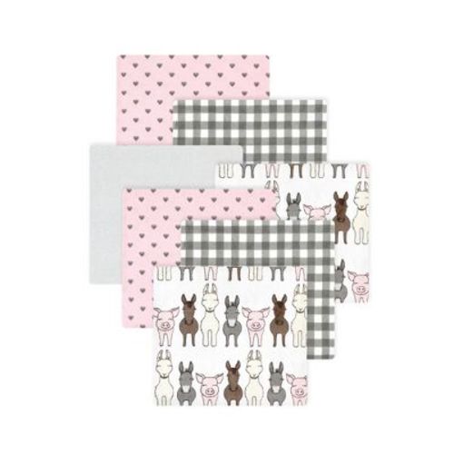 Luvable Friends Hudson Baby Flannel Receiving Blankets 7pk, Barn Pals Pink