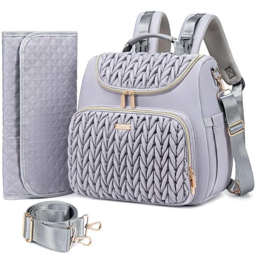 4 in 1 Convertible Diaper Bag Backpack,Waterproof Baby Diaper Bag with Changing Pad,Converts into Baby Tote Bag,Diaper Backpack,Stroller Bag and Crossbody Diaper Bag
