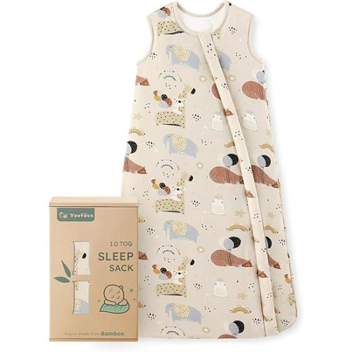 Yoofoss Rayon Made from Bamboo Baby Sleep Sack 0-6 Months 1.0 Tog Baby Wearable Blanket, Super Soft Infant Toddler Sleeping Sack 2-Way Zipper