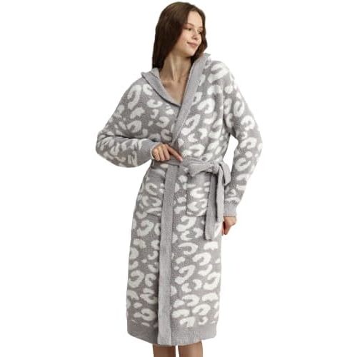 MH MYLUNE HOME Ultra Soft Robe With Pockets, Spa Bathrobe Loungewear Calf-Length, Plush Fuzzy Fluffy Wrap Robe for Women