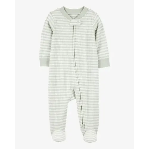 Baby Striped 2-Way Zip Ribbed Sleep & Play Pajamas - Green/White - Carter's | Carter's