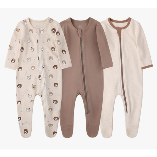 O2 BABY Baby Boys Girls Organic Cotton Zip-Front Sleeper Pajamas, Footed Sleep 'n Play