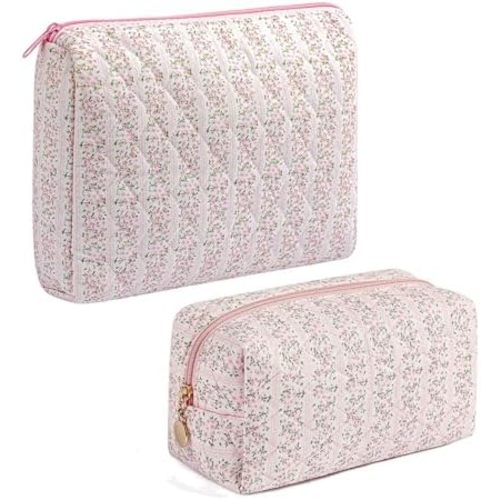 2 Pieces (Large + Small) Quilted Tote Bag Organizer