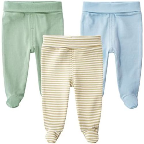 Teach Leanbh Infant Baby 3 Pack Footed Pants Cotton High Waist Casual Leggings