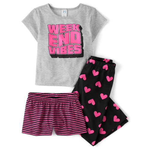 Girls Weekend Vibes 3-Piece Pajama Set - Pink