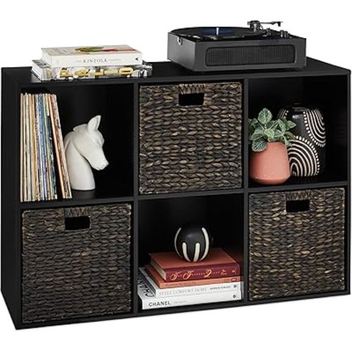 Best Choice Products 6-Cube Storage Organizer, 13.5in Shelf Opening, Bookcase, Display Shelf, Customizable w/ 3 Removable Back Panels – Black