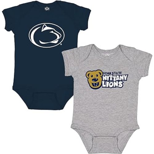 Little King NCAA Bodysuit 2 Pack Short Sleeve-100% Cotton-Infant Sizes 0-3M 6M 12M 18M
