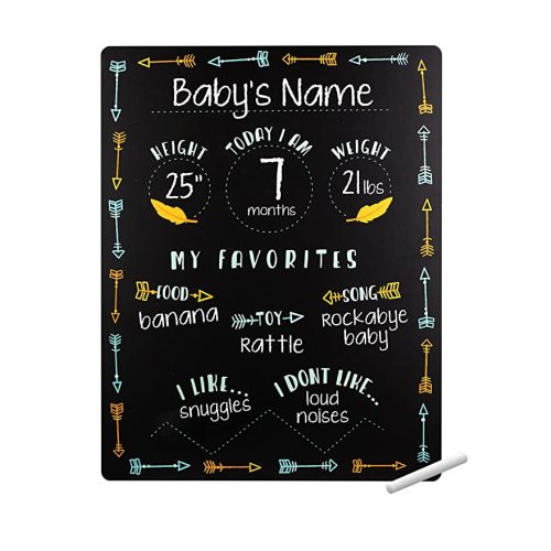 Tiny Idea’s Arrows Baby Milestone Chalkboard, Gender-Neutral Baby Photo Prop, Baby Décor Accessory, Black