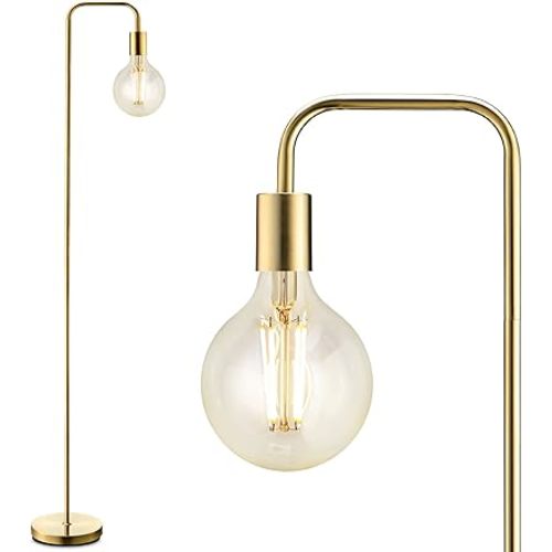 BoostArea Industrial Gold Standing Lamp, 63 Inch, E26 Socket, On/Off Footswitch, ETL Listed, Modern for Bedroom, Living Room, Minimalist, Vintage, Mid-Century, Boho, Metal