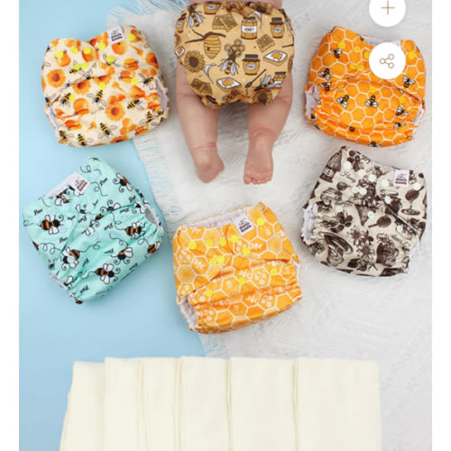 POCKET DIAPER 3.0 WITH INSERTS - 6 PACK(Hardworking Bees)