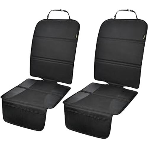 Car Seat Protector, 2 Pack Auto Seat Protectors for Child Car Seat with Thick Padding, Seat Cover Mat for Under Baby Seat to Protect Leather Seats, Black