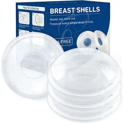 Breast Shells, 4 Pack Nursing Cups, Milk Saver, Protect Sore Nipples for Breastfeeding, Collect Breastmilk Leaks for Nursing Moms, Soft and Flexible Silicone Material, Reusable