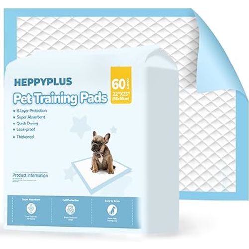 60 Count Dog Pee Pads 22"x23", Disposable Puppy Pads Pee Pads for Dogs, Pet Training Pads Super Absorbent Leak-Proof Pee Pads (60 Count)