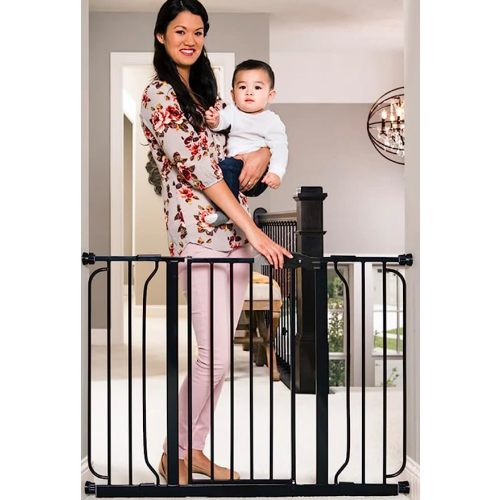 Regalo Easy Step 49-Inch Extra Wide Baby Gate, Includes 4-Inch and 12-Inch Extension Kit, 4 Pack of Pressure Mount Kit and 4 Pack of Wall Mount Kit, Black
