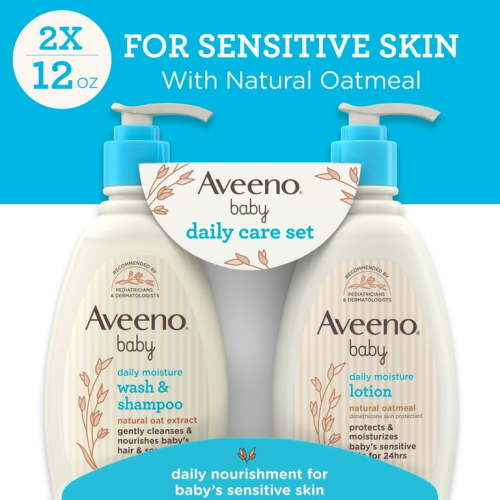 Aveeno Baby Daily Care Unisex Infant Gift Set, Baby Wash & Shampoo & Lotion, 2 Items