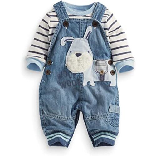 Cute Baby Boy Clothes Suit Toddler Boys' Striped long Sleeve T-Shirt+Denim Overalls Jumpsuit Pants Outfits Sets