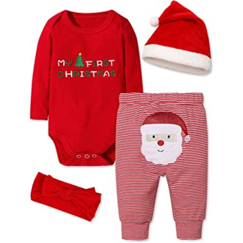 Baby Girl Boy Christmas Outfit My 1st Christmas Baby Boy Infant New Year 4 Pcs Set