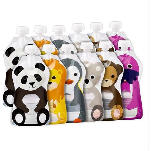 Squooshi Reusable Baby Food Pouches for Toddlers | BPA Free Plastic, Food Safe, Freezer Safe | Refillable for Applesauce Yogurt & Puree Squeeze Pouch