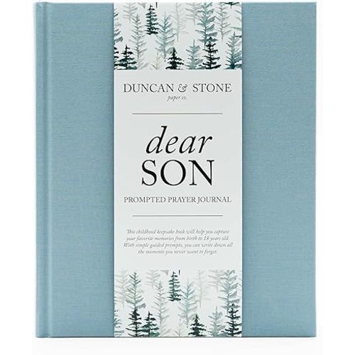 DUNCAN & STONE PAPER CO. Baby Memory Book - Childhood Memory Book For Milestones - Mom and Me Journal w/Prompts, Photos & More - Newborn Keepsake Gifts (Blue,230 Pages)