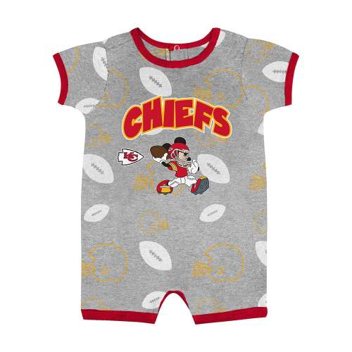Kansas City Chiefs Baby Grey Game Winner Romper Short Sleeve One Piece