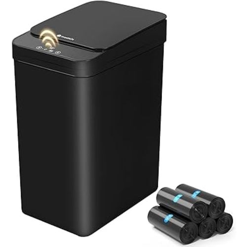 Bathroom Trash Can, 2.6 Gallon Automatic Motion Sensor Touchless Garbage Can, Waterproof Trash Bin with Lid, Narrow Small Waste Bin for Kitchen, Office, Bedroom, Black