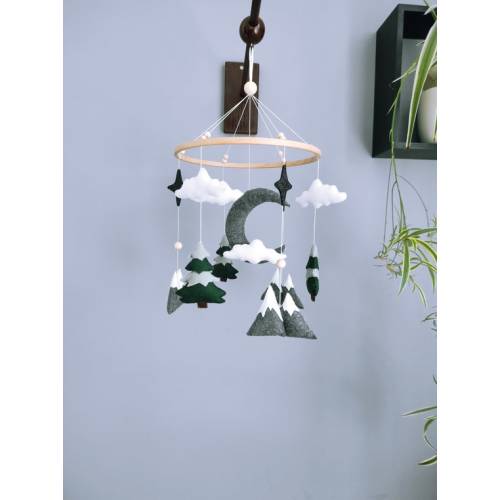 Moon and Forest Crib Mobile Woodland Crib Mobile Forest - Etsy