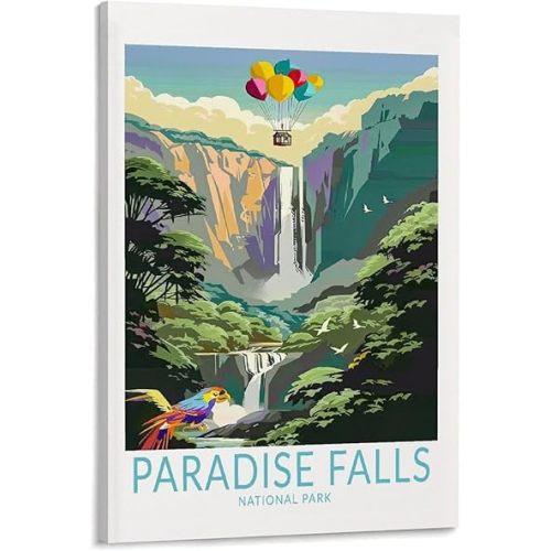 BFXLMKI Paradise Falls Travel Poster, National Park Wall Art, Up Balloon House Poster, Movie Art Print, Home Decor Frame-style 12x18inch(30x45cm)