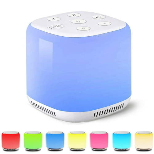 White Noise Machine with 7 Color Night Light and 34 Sleep Aid Sounds for Soothing Emotions, Promoting Sleep, Sound Machine with Timer Adjustable Brightness for Baby Kids Adults(S)
