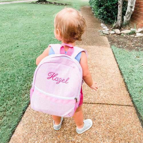 Personalized Baby Backpacks, Monogrammed Toddler Backpacks, Seersucker Backpack, Preschool Book Bag, Personalized Baby Girl Gifts