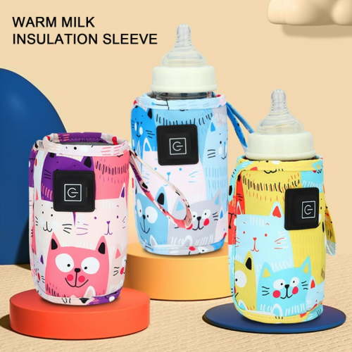 Hobeauty Portable Car Travel Bottle Warmer 104℉ to 140℉ 3-level Adjustable USB Milk Heat Keeper Baby Bottle Warmer with USB Data Cables Infant Bottle for Indoor, Outdoor, Traveling, Driving