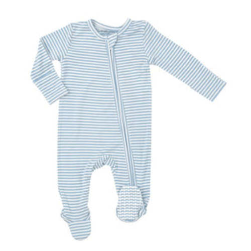 Dream Blue Striped Footie Two Way Zipper – Duckberry Designs