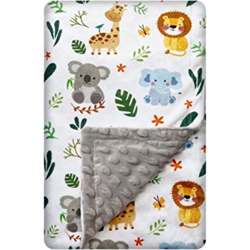 Baby Blanket for Boys Girls Double Layer Soft Plush Minky Blanket with Dotted Backing, Toddler Baby Newborn Blanket Shower Gifts (Cute Animal, 30 X 40 inches)