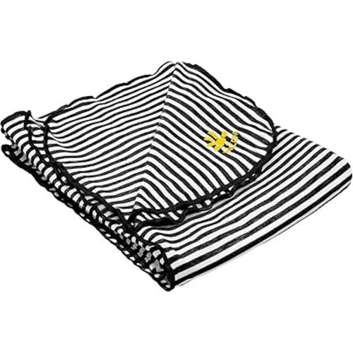 Nozone Baby Blanket, Sun Protective, Soft Rayon from Bamboo, UPF 50+ in Charcoal/Ivory Stripe