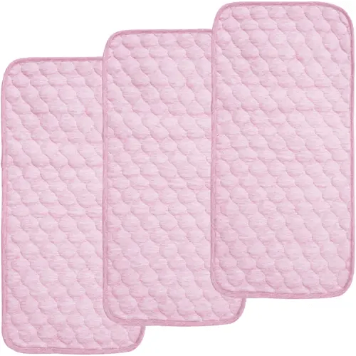 BlueSnail Quilted Thicker Waterproof Changing Pad Liners,3 Count(Pink 13” x 27”)