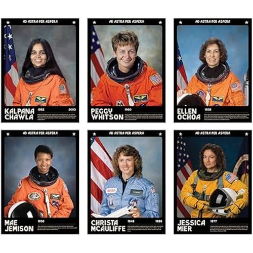 6 Women Famous Astronauts Wall Prints / Space Women Posters & African American Women NASA Astronaut Space Poster, Inspirational Gifts for her, Science Classroom Wall Art for Students & Teachers