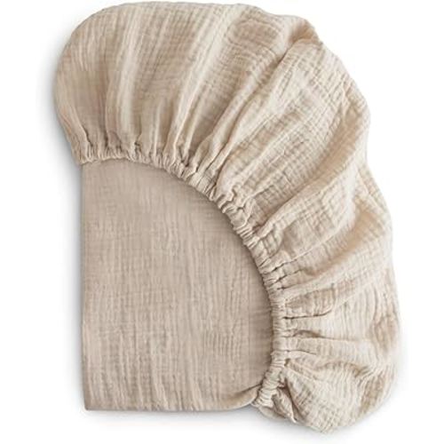mushie Extra Soft Muslin Fitted Mini Crib Sheet | 24"x 38" (Fog)