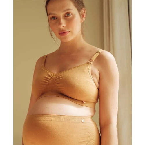 Maternity and nursing seamless bra Organic cumin | Cache Coeur – Cache Cœur US