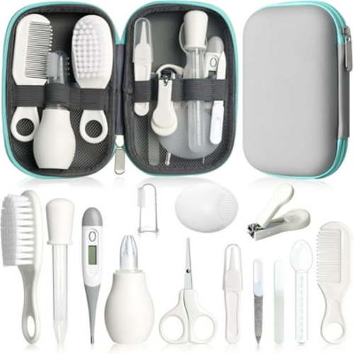 Baby Grooming Kit, Infant Safety Care Set with Hair Brush Comb Nail Clipper Nasal Aspirator,Baby Essentials Kit for Newborn Girls Boys (Pink Baby Grooming kit)