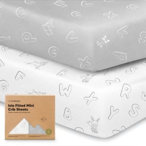 Keababies 2-pack Isla Mini Crib Sheets, Pack And Play Sheets Fitted, Pack N Play Sheets, Fitted Crib Sheet (abc Land)