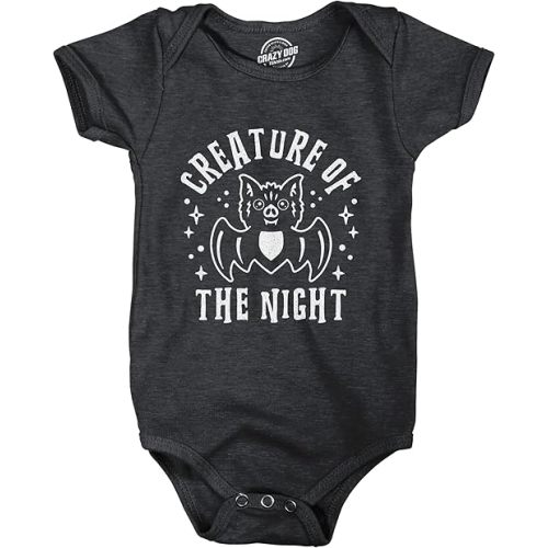 Creature of The Night Baby Bodysuit Funny Cute Halloween Bat Graphic Jumper for Infants