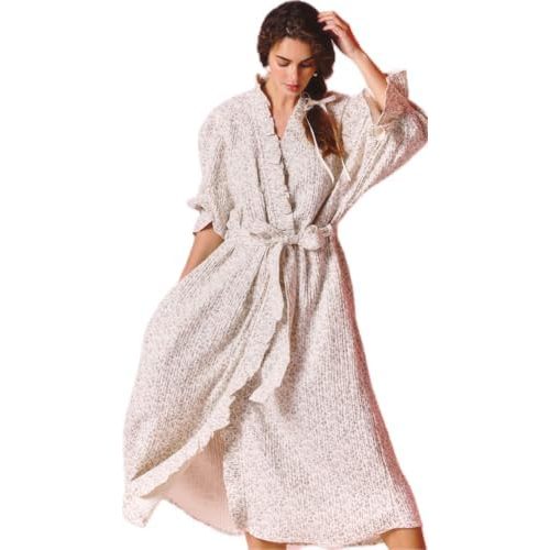 NOTHING FITS BUT Muslin Gauze Robe Maternity Gown, Women’s Cotton Classic Nursing Robe, Puffed Sleeves